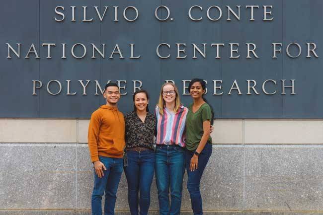 Chapter President Hazel Davis with three members of the POLY/PMSE student chapter visiting the National Center for Polymer Research.