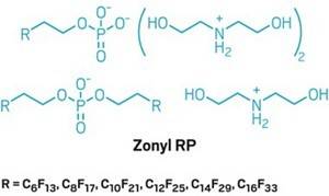 Molecular structure of Zonyl RP, a long-chain PFAS the company calls a “paper fluoridizer