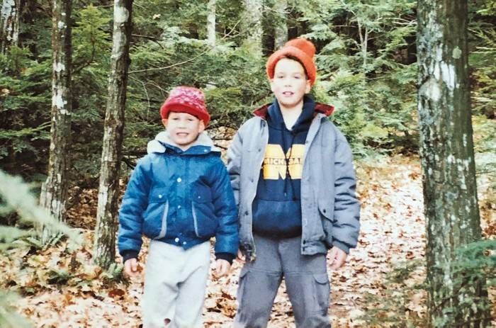 Mullowney and his brother in the woods during childhood