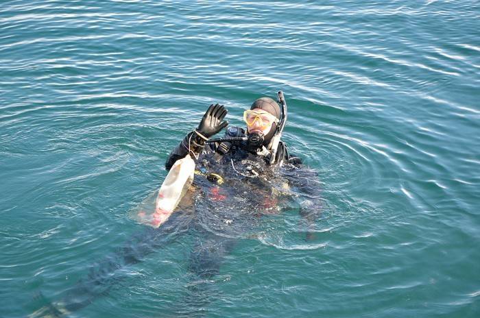 Mullowney scuba diving in a lake
