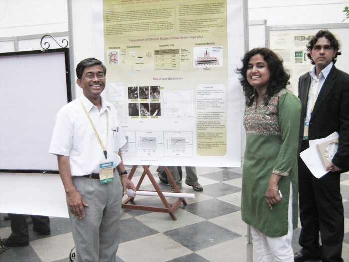 Joshi presenting her research at an international conference.