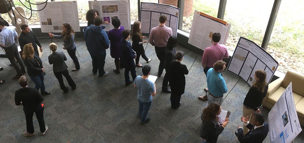 Students present posters at the 41st Annual Area Collegiate Chemistry Meeting at the University of Tennessee at Martin.