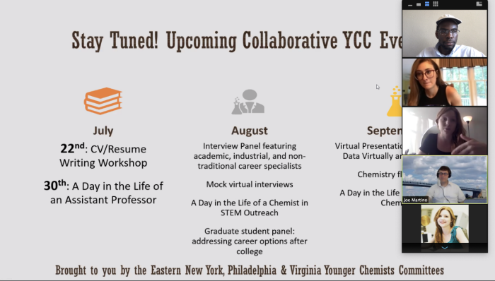 ACS members at Eastern U.S. YCC Partnership virtual event.